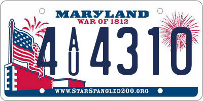 MD license plate 4AU4310