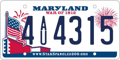 MD license plate 4AU4315