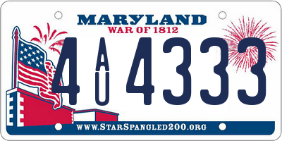 MD license plate 4AU4333