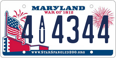 MD license plate 4AU4344