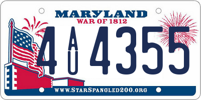 MD license plate 4AU4355