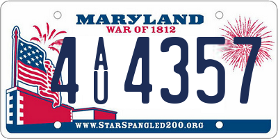 MD license plate 4AU4357