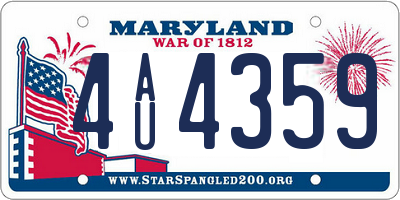 MD license plate 4AU4359
