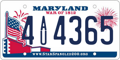 MD license plate 4AU4365