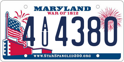 MD license plate 4AU4380