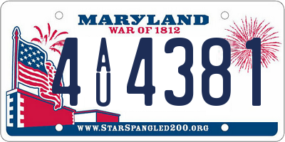 MD license plate 4AU4381