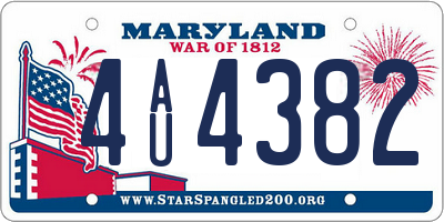 MD license plate 4AU4382
