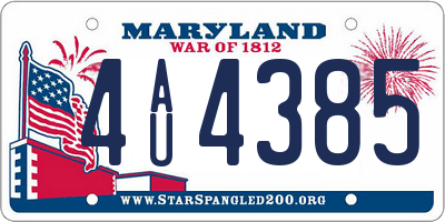 MD license plate 4AU4385