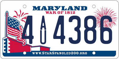 MD license plate 4AU4386