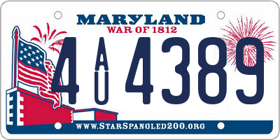 MD license plate 4AU4389