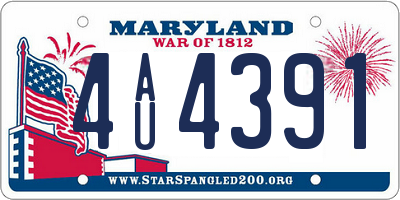 MD license plate 4AU4391