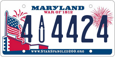 MD license plate 4AU4424
