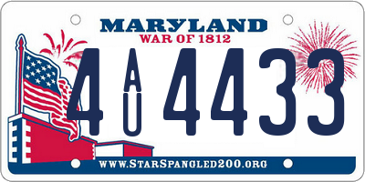 MD license plate 4AU4433