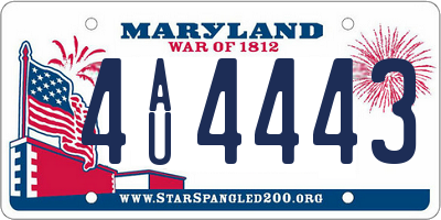 MD license plate 4AU4443
