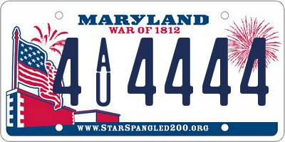 MD license plate 4AU4444