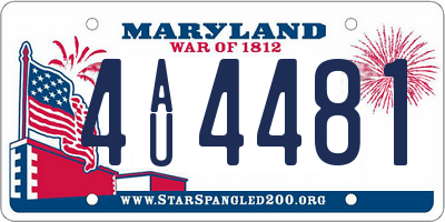 MD license plate 4AU4481