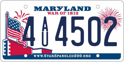MD license plate 4AU4502