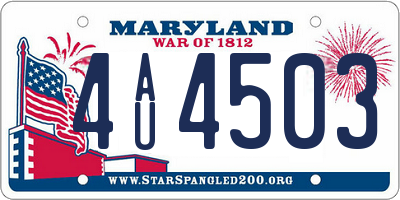 MD license plate 4AU4503