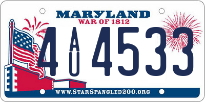 MD license plate 4AU4533