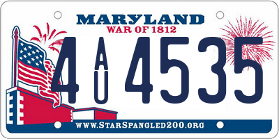 MD license plate 4AU4535