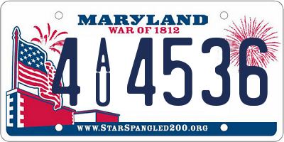 MD license plate 4AU4536