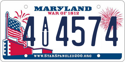 MD license plate 4AU4574