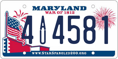 MD license plate 4AU4581