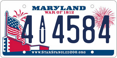 MD license plate 4AU4584