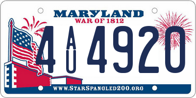 MD license plate 4AU4920