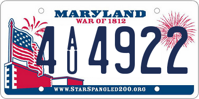 MD license plate 4AU4922