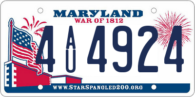 MD license plate 4AU4924