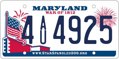 MD license plate 4AU4925