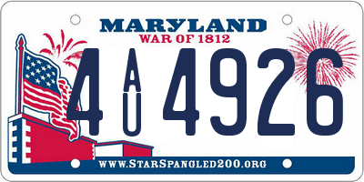 MD license plate 4AU4926