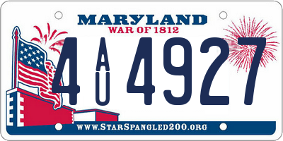 MD license plate 4AU4927