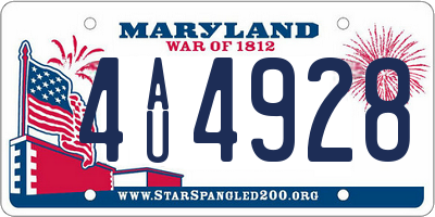 MD license plate 4AU4928