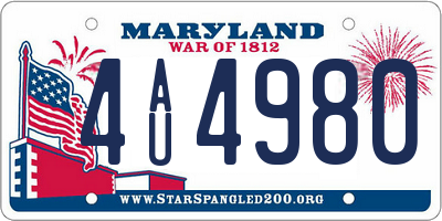 MD license plate 4AU4980