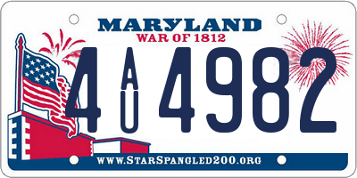 MD license plate 4AU4982