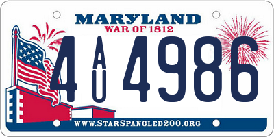 MD license plate 4AU4986