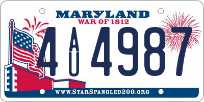 MD license plate 4AU4987