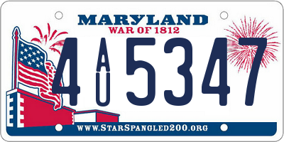 MD license plate 4AU5347