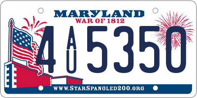 MD license plate 4AU5350
