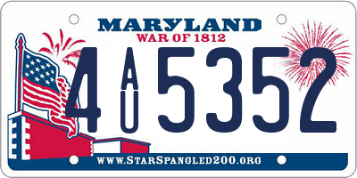 MD license plate 4AU5352