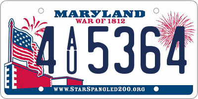 MD license plate 4AU5364