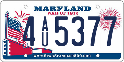 MD license plate 4AU5377