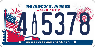MD license plate 4AU5378