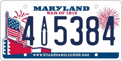 MD license plate 4AU5384