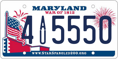 MD license plate 4AU5550