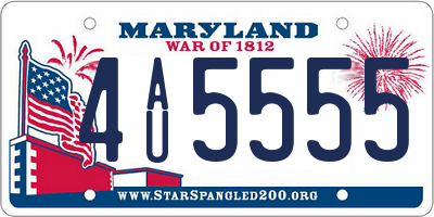 MD license plate 4AU5555