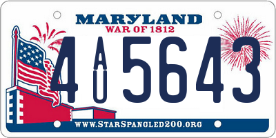 MD license plate 4AU5643