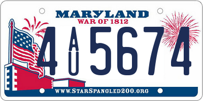 MD license plate 4AU5674